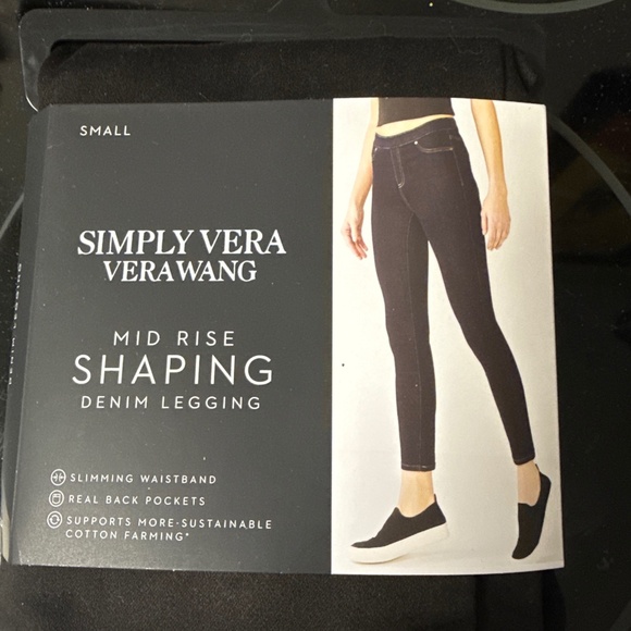 Women's Simply Vera Vera Wang Mid-Rise Shaping Denim Leggings Black Small - Picture 1 of 4